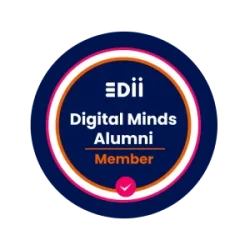 Badge saying Digital Minds Alumni Member